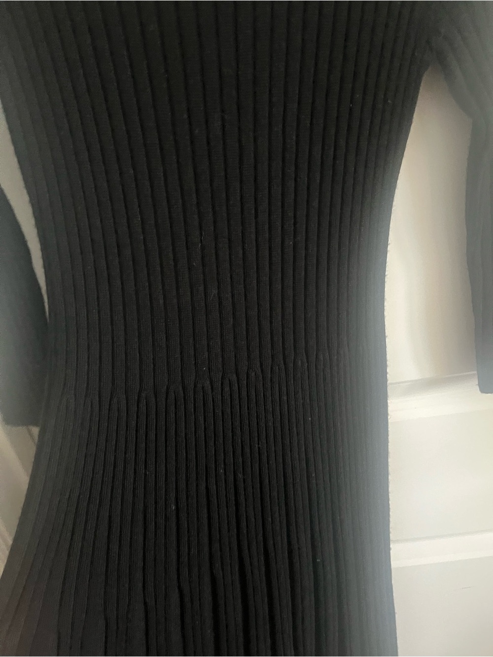 Talbots Petite Pure Merino Wool Black Ribbed Sweater Dress SP Midi - Picture 4 of 8